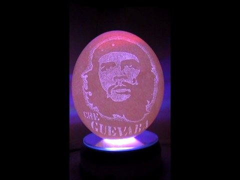 Ночник. CHE GUEVARA Резьба Страусиное яйцо .