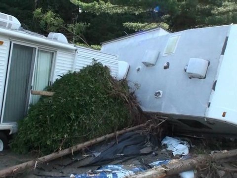Le site du Moulin des Fermes et le Camping Municipal de St-Joseph ,Beauce ont été frappés par les restes d’Irène le 28 août 2011