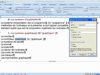 Formation word - Créer une table d'index