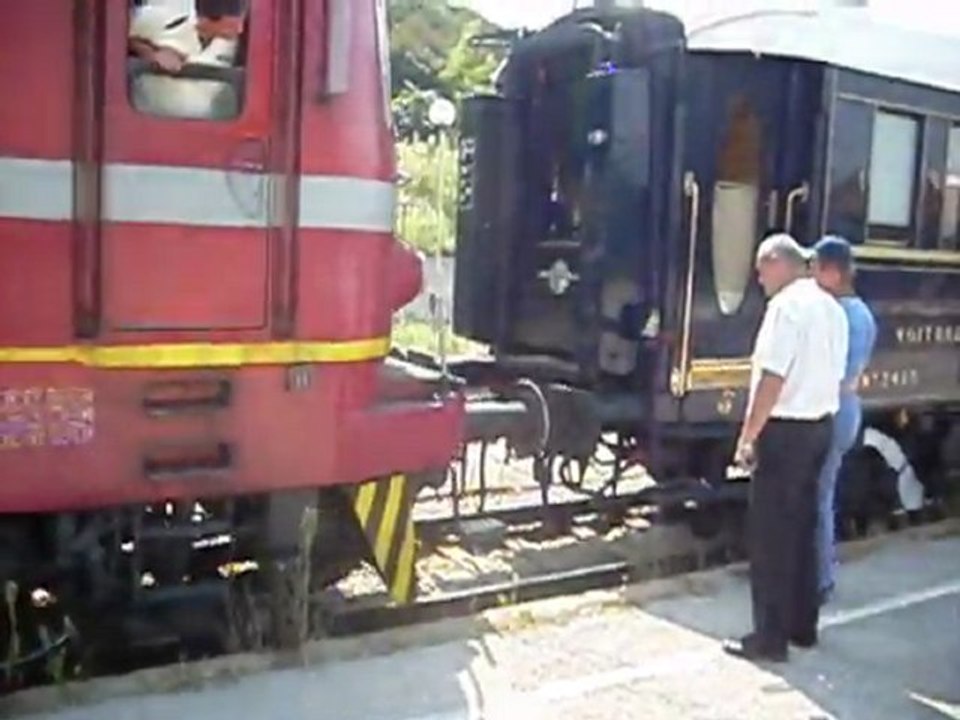 Two locos coupling to Orient Express