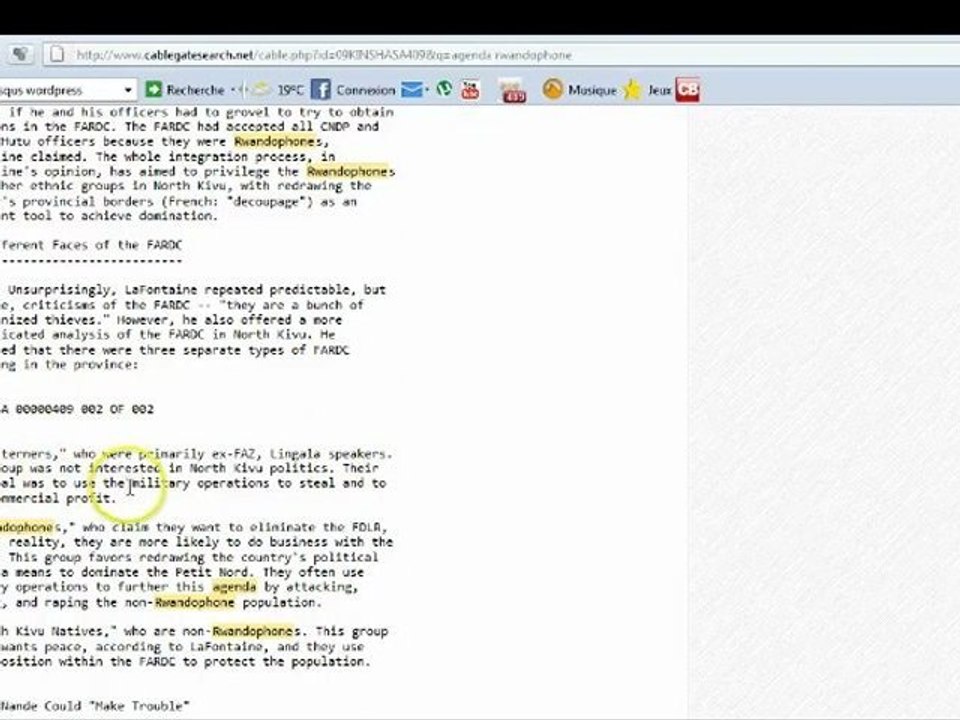 WIKILEAKS EXPOSE LE PLAN DE LA RWANDOPHONIE AU KONGO, RDK, A L'INSU DES RDKONGOLAIS