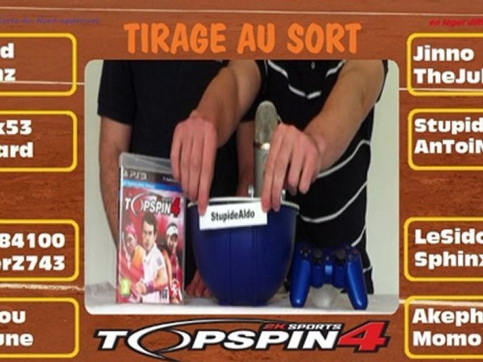 Tirage au sort tournoi Top Spin 4