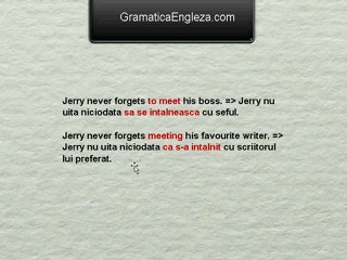 FORGET cu verb la infinitiv sau cu -ing