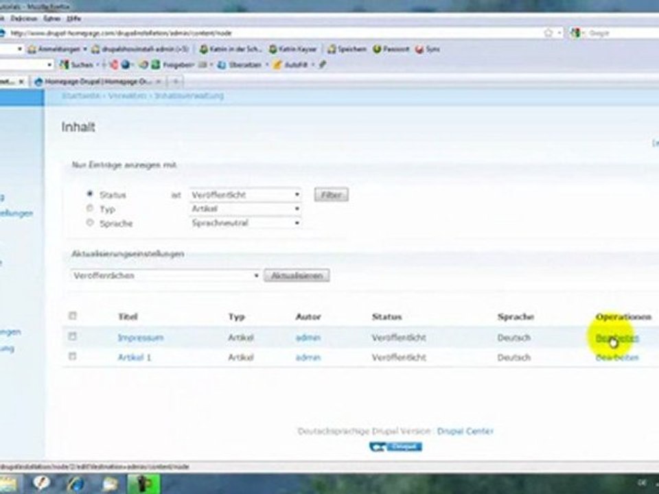 Das eigene Impressum in die Drupal Homepage