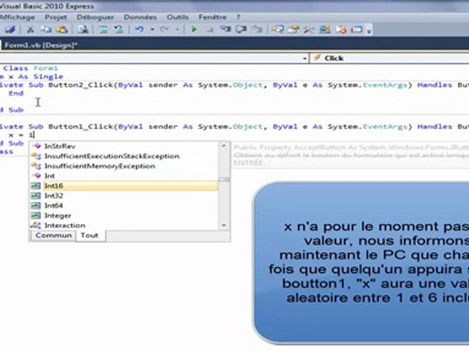 Dé visual basic tutorial - Vidéo Dailymotion