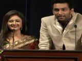 Nandish Sandhu  & Rashmi Desai Of Uttaran Introducing Comedian Saloni At Dadasaheb Phalke Award 2011