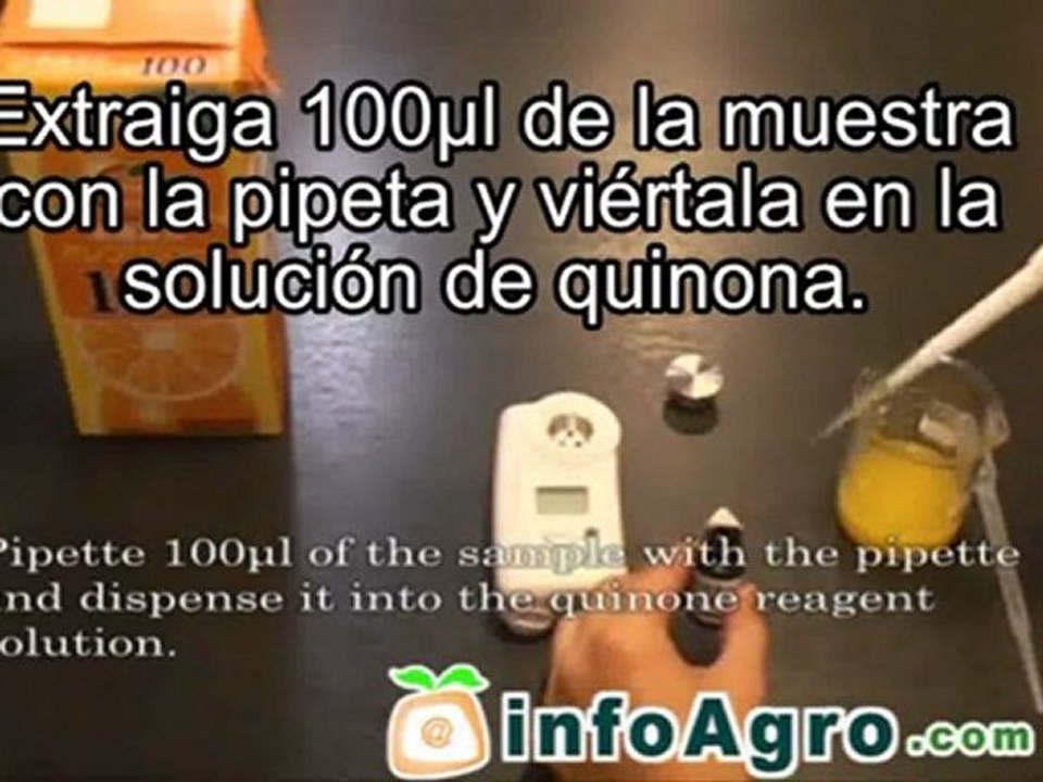 Cómo medir la acidez en zumos de frutas. Ácido cítrico en zumo de naranja. Atago Pal Acid1