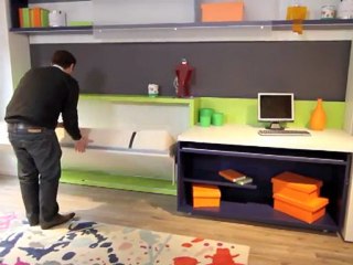 Bimodal bureau coulissant lit