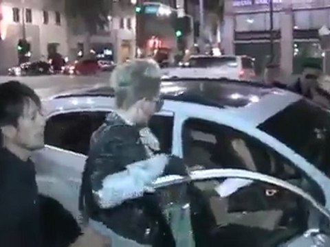 Tokio Hotel band Bill Kaulitz and Tom Kaulitz swarmed by paparazzi leaving Katsuya in LA