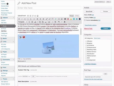Insérer une galerie d'images sous Wordpress