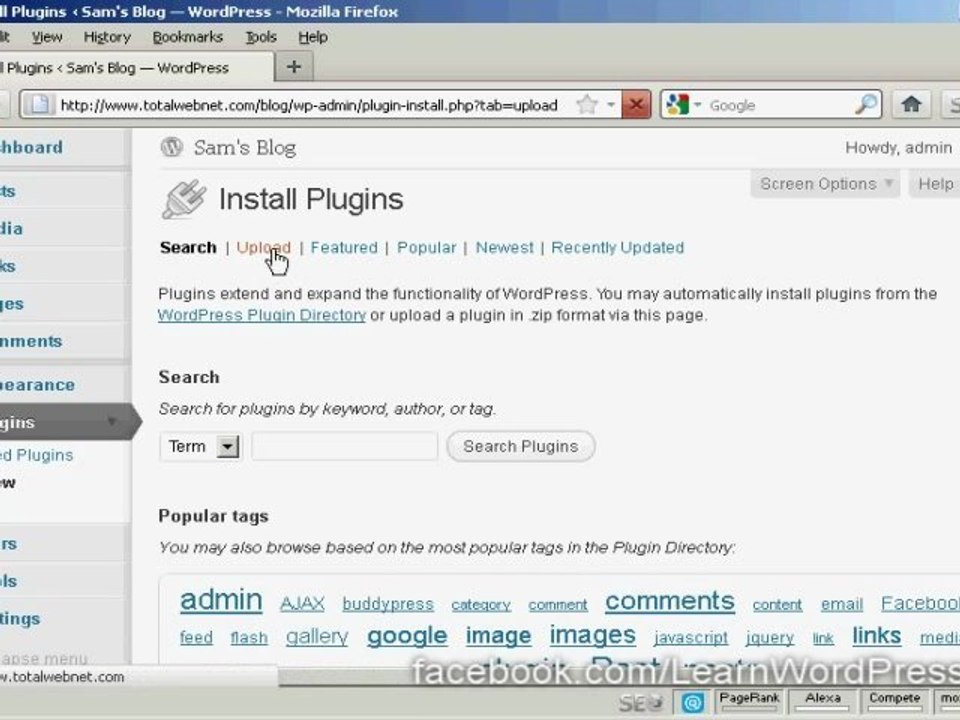 LearnWordPress - Upload & install WordPress plugins manually