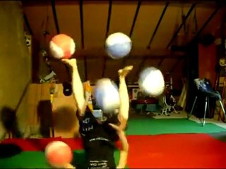 Sexy Redhead Juggles Balls