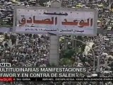 Multitudinarias manifestaciones a favor y en contra de Saleh