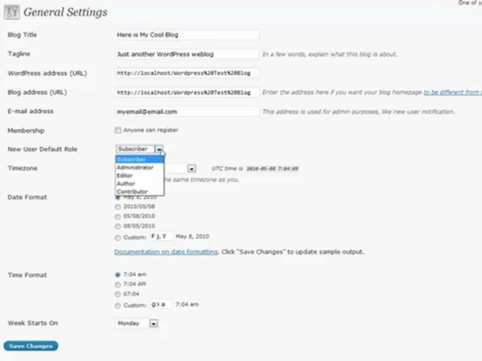 General Settings in Wordpress