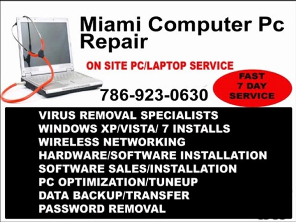 $50 Computer Repair Aventura Weston Davie Sunrise 7869230630