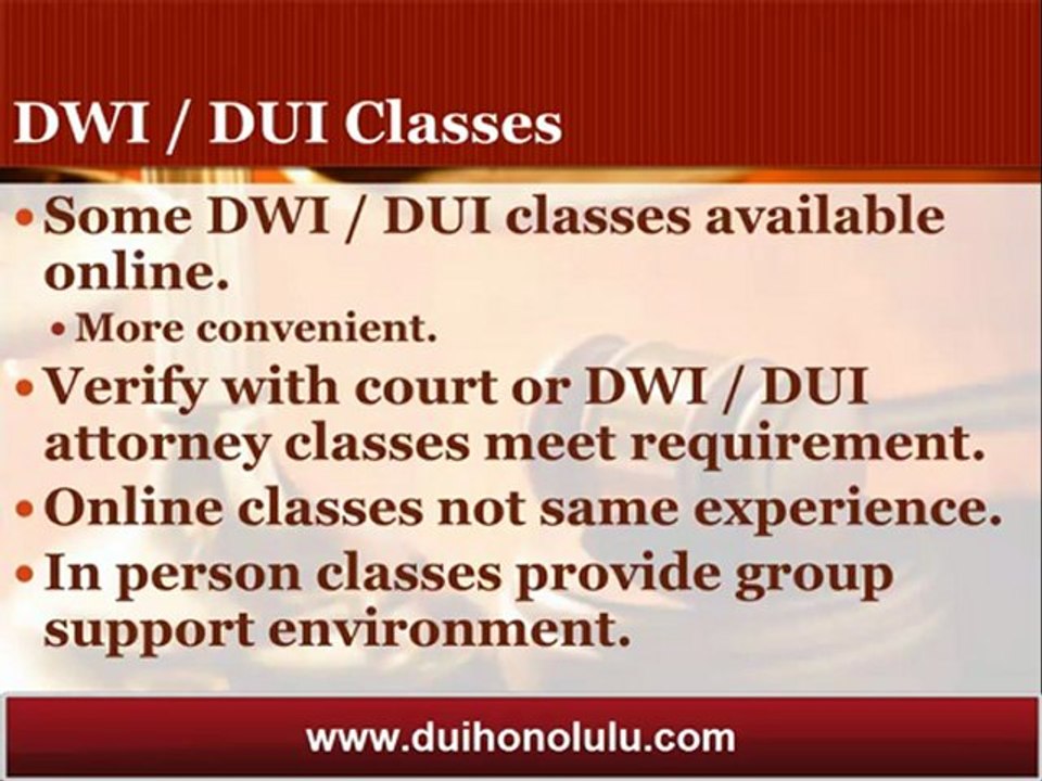 Honolulu DUI Attorney Talks about DUI Classes