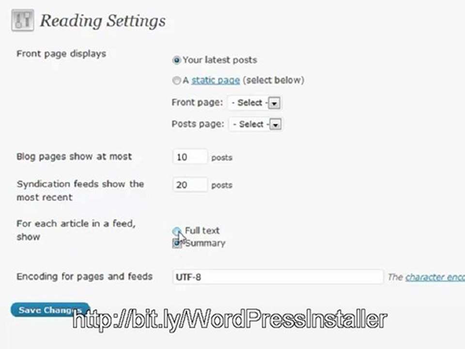 Reading Settings Wordpress Review