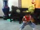 A child Crazy practice shaolin kung fu