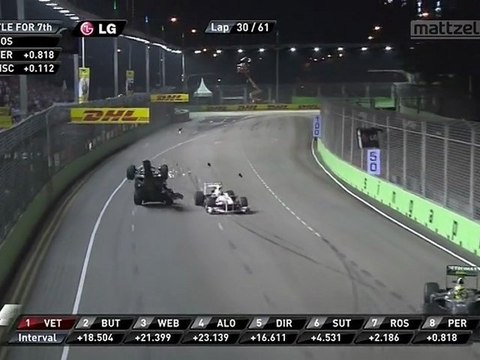 Formule 1 Singapour 2011 Big crash Schumacher HD