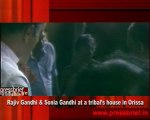 Rajiv Gandhi & Sonia Gandhi at a tribal’s house in Orissa