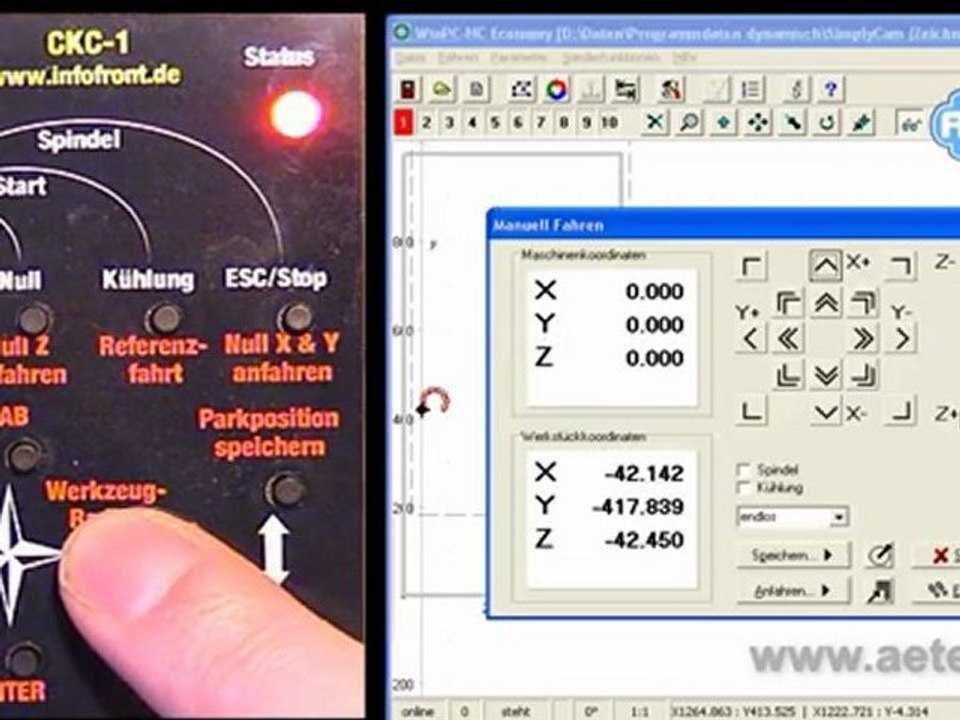 04 aetek ckc1 fokus setzen und werkzeugradius eingeben www.aetek.de