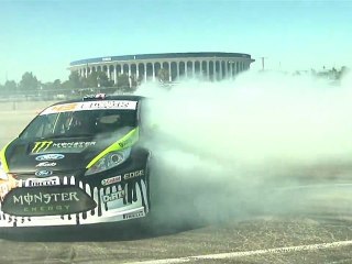 Gymkhana Grid - Ken Block Drifts Ford Fiesta & Daijiro Yoshihara Interviews