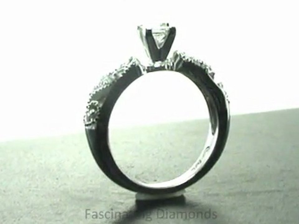 FDENR1873PR   Princess Cut Diamond Engagement Ring With Round Side Stones In Pave Setting