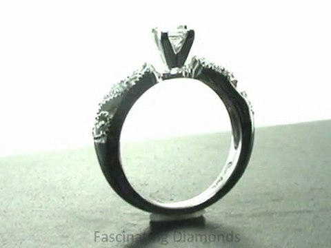 FDENR1873PR Princess Cut Diamond Engagement Ring With Round Side Stones In Pave Setting