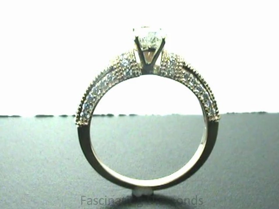 FDENR3046HT Heart Shape Diamond Engagement Ring Vintage Pave Style With Milgrain