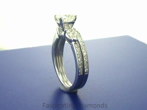 FDENS3111CU Cushion Cut Three Stone Diamond Pave-Set Wedding Rings Set