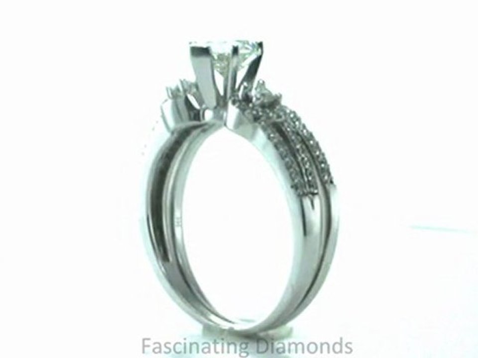 FDENS3038HT  Heart Shape Diamond Split Band Pave Wedding Bridal Ring Set