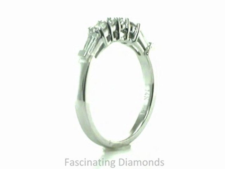 FDENS275B Round and Baguette Diamond Wedding Anniversary Band Prong