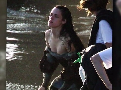 Kristen Stewart Giddy's Up on the Set of Snow White