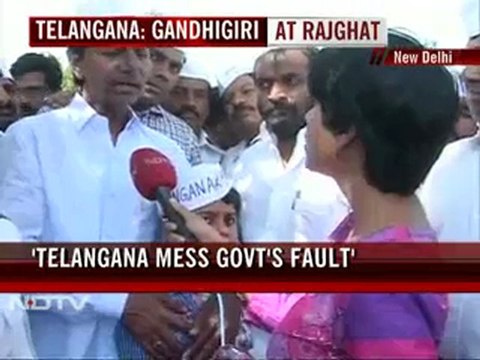 Pro-Telangana activists stage protest at Rajghat