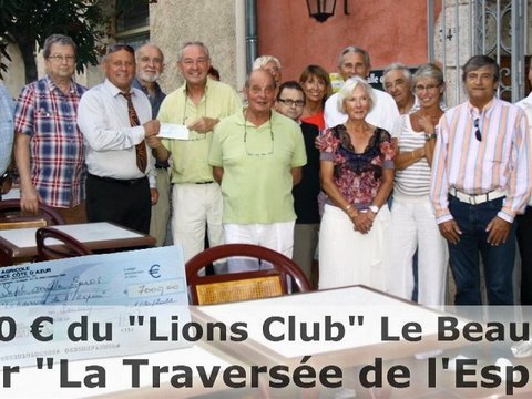Un Chèque de 7000 €uro pour La Traversée de l'Espoir du Lions Club du Beausset