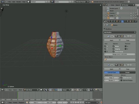 Grenade;modélisation Blender