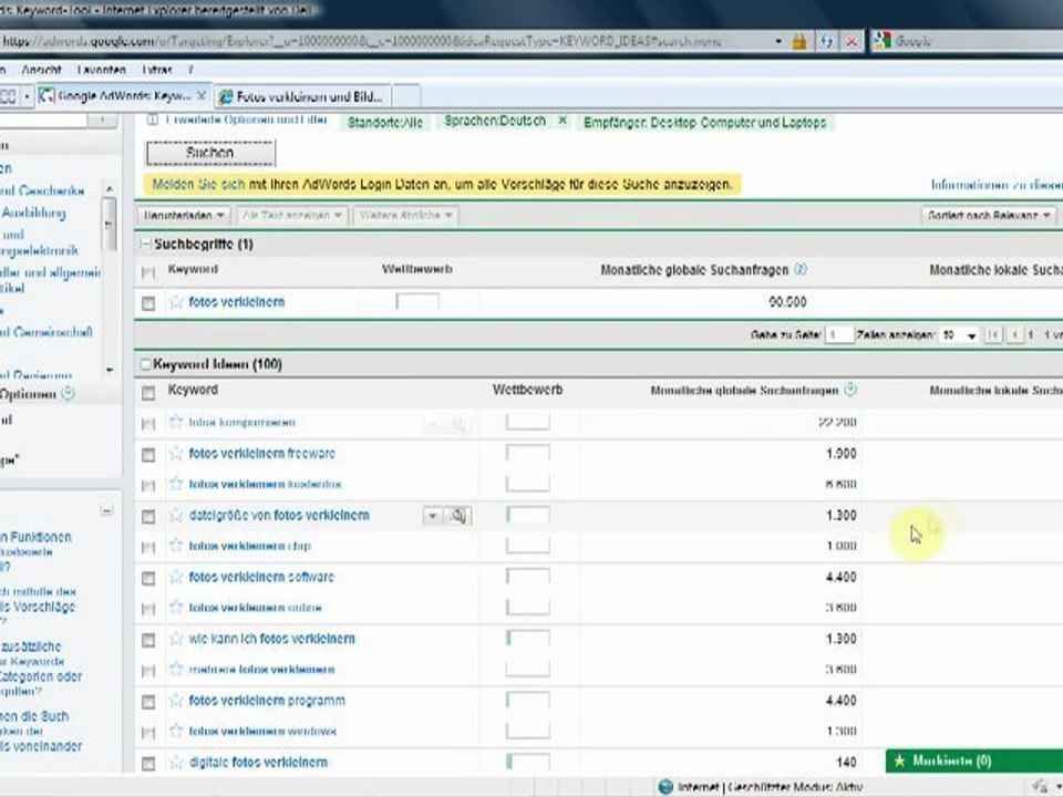 Schritt 4 - Keywordrecherche - 'Mach Mittwoch!'