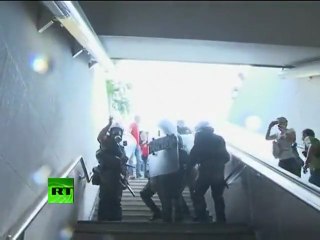 Riot police storm Athens metro during strike demo