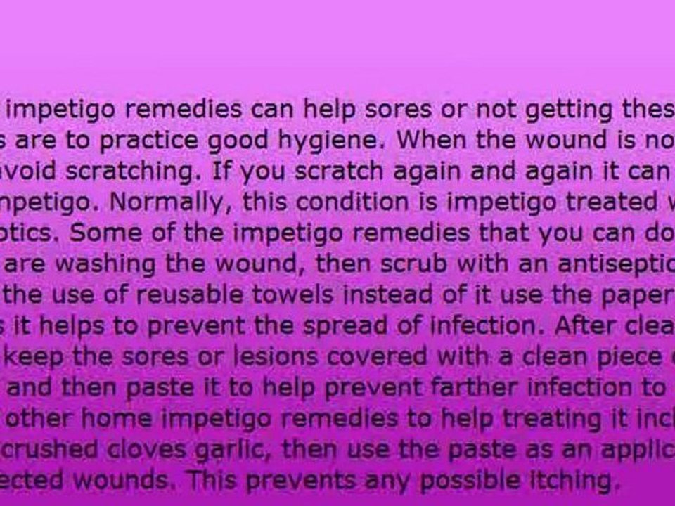 Impetigo Remedies To Cure Impetigo