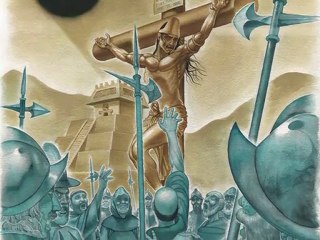 ECLIPSE AZTECA. obra de Artemio Guevara, pintor mexicano.