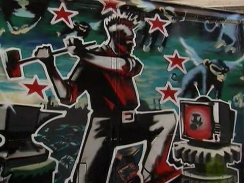 BANKSY TRUCK: Graffiti on truck promotes urban art auction