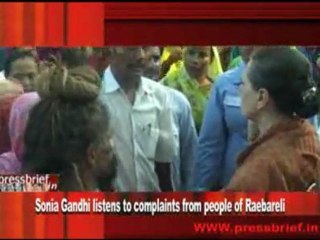 Sonia Gandhi listens to complaints from people of Raebareli