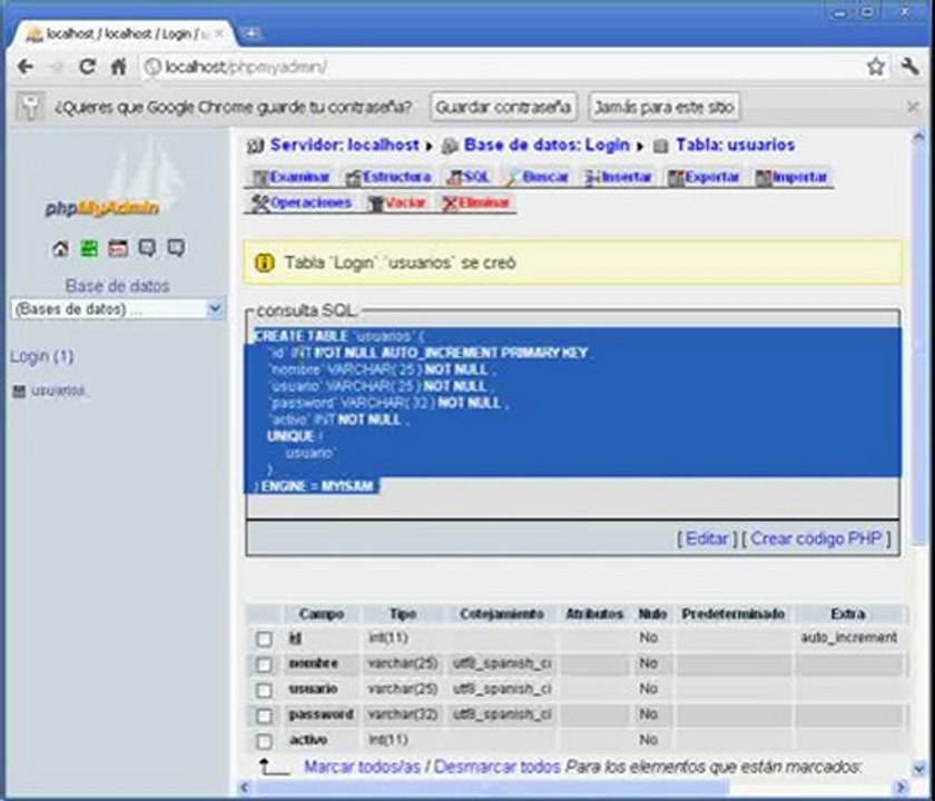 Video Sistema de Login paso a paso - Creacion BD