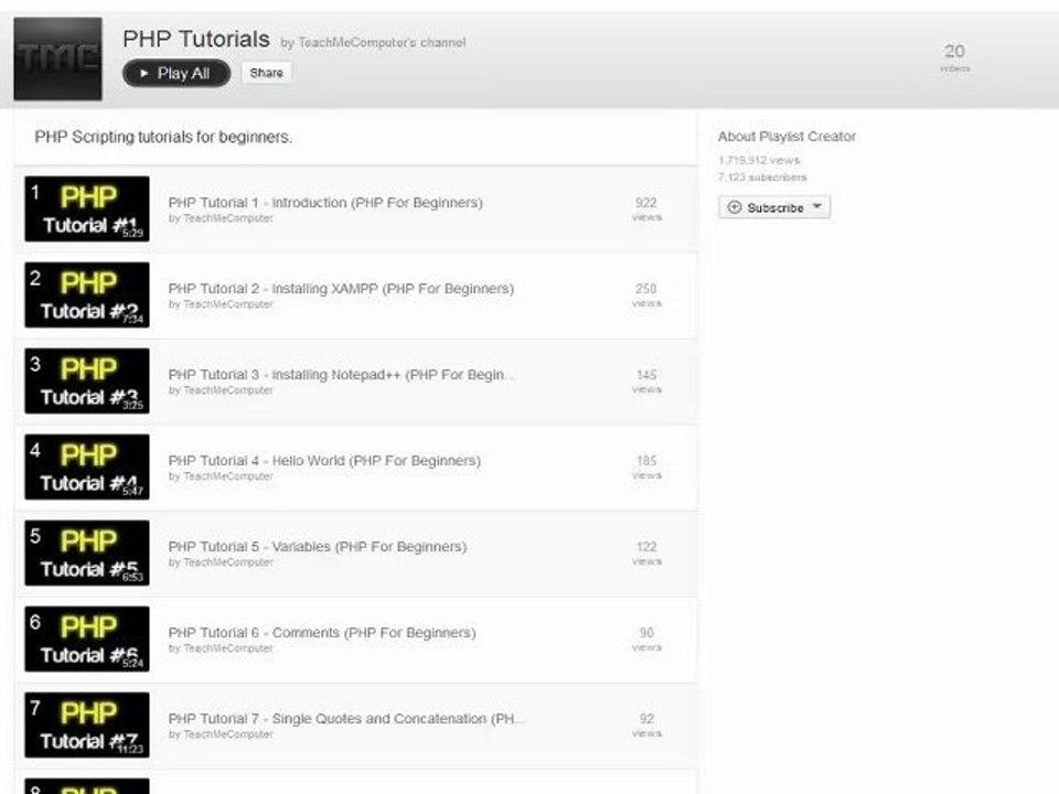 PHP Video Tutorials (PHP For Beginners)