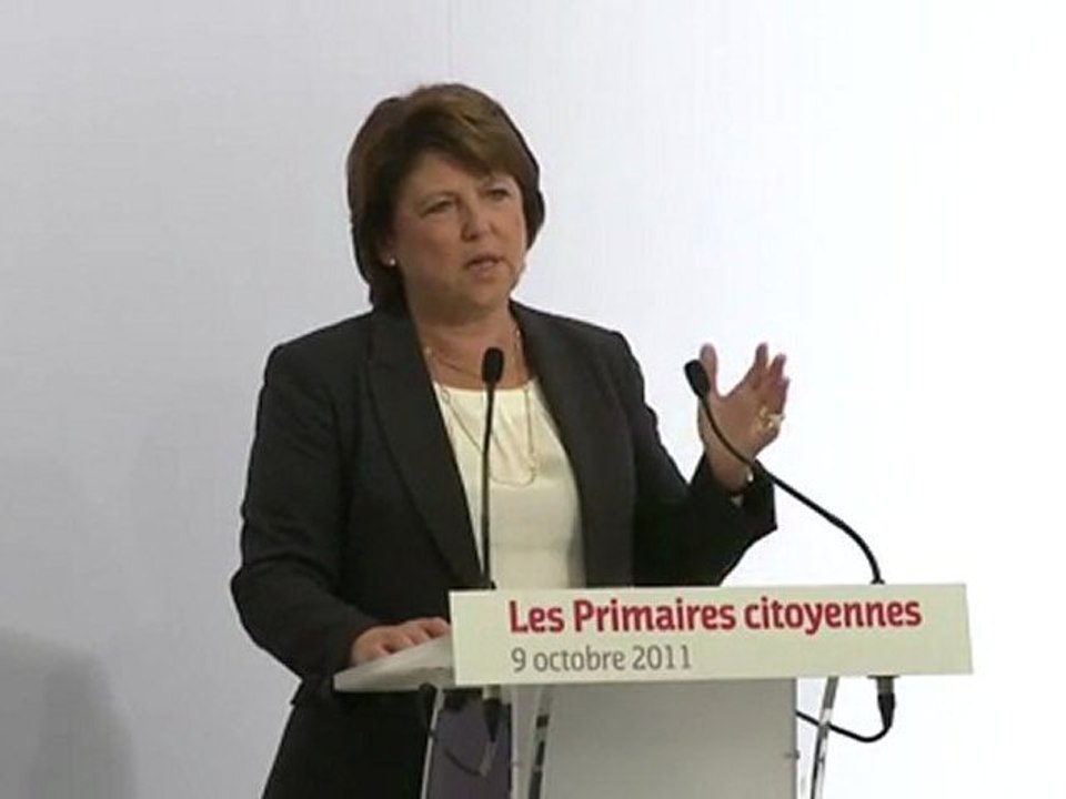 Déclaration de Martine Aubry à l'issue du premier tour des Primaires Citoyennes