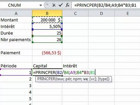 Excel - fonctions Princper et Intper