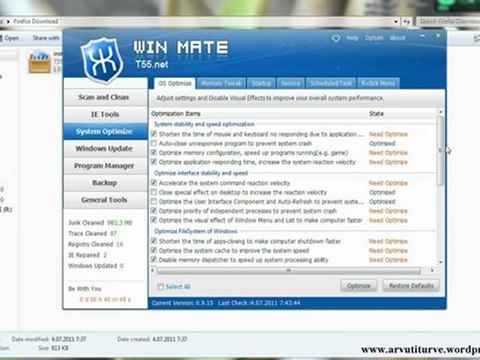 Best system and PC optimizer Win Mate Free - Boost your computer speed