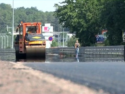 Chantier de réfection de la ligne droite des Hunaudières