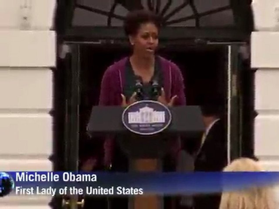 Michelle Obama tries for jumping jacks record