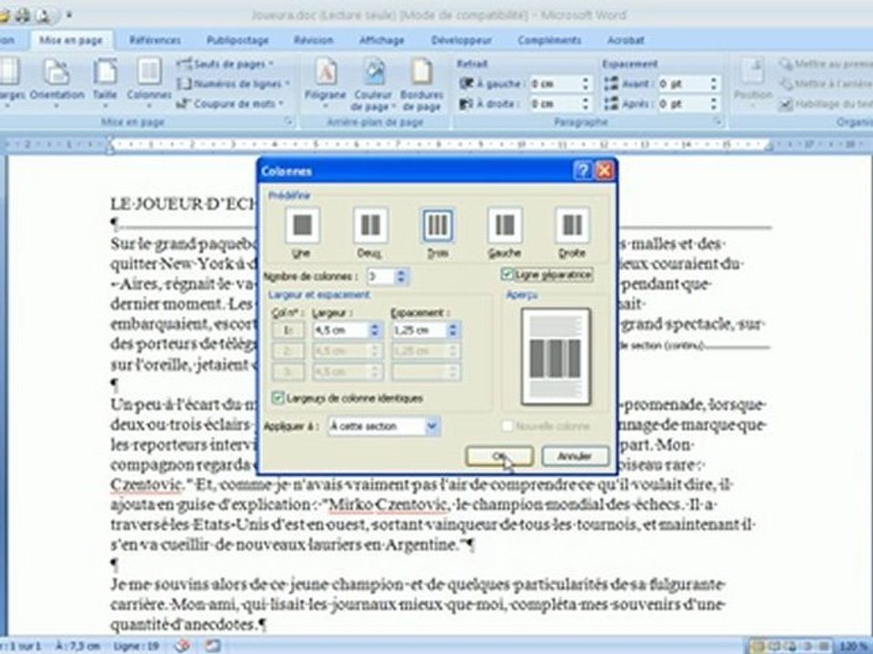 Word - Sauts de section continu
